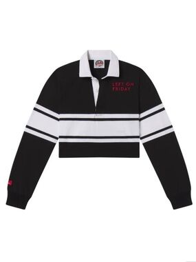 Left On Friday Black & White Rugby Crop Top